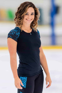 Black t-shirt with sublimated sleeves - Blue sparkle