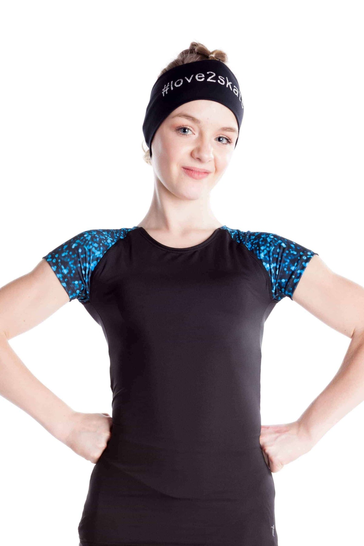 Black t-shirt with sublimated sleeves - Blue sparkle