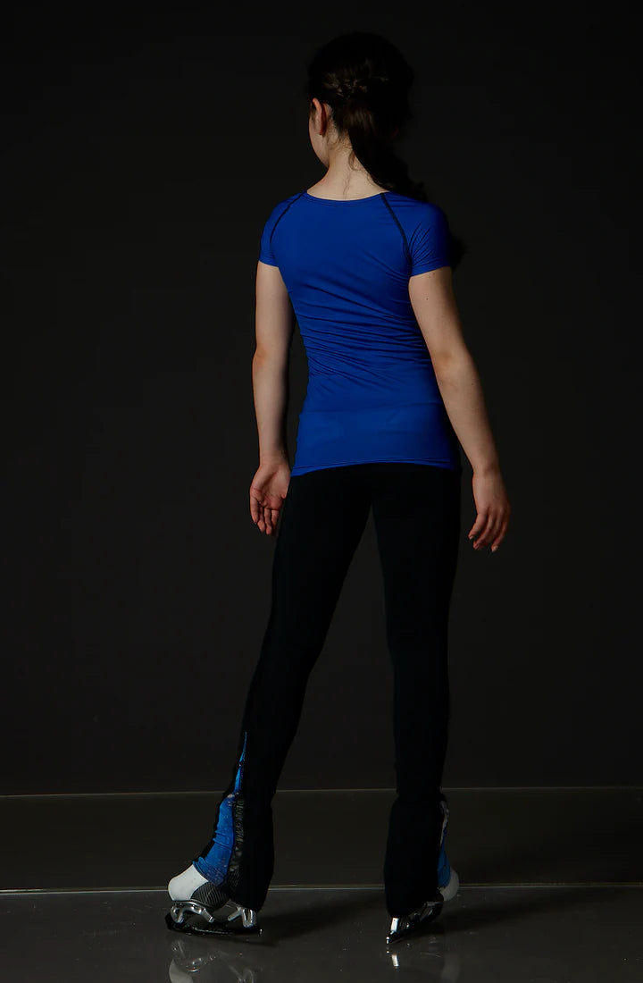 High Waist Black Legging With Mesh - Marbled Blue