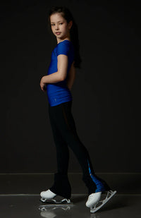High Waist Black Legging With Mesh - Marbled Blue