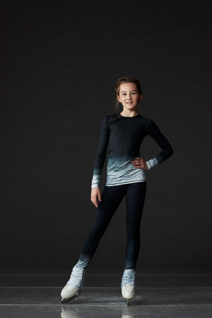 Black shirt with sublimated sleeves-Grey Marble