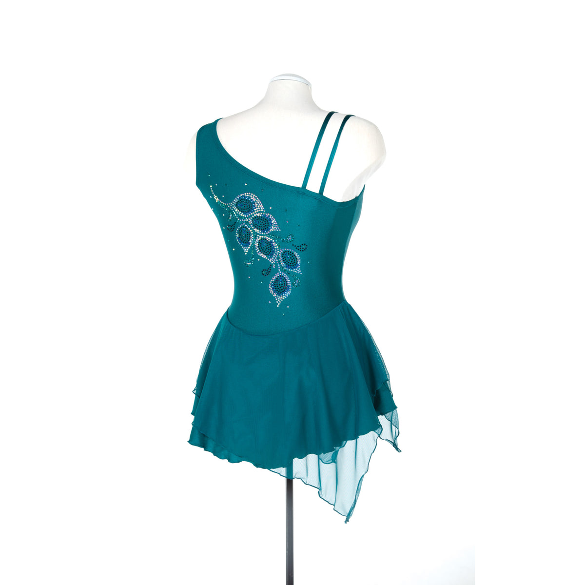 One Shoulder Dress Crystalled: Peacock