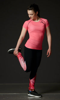 High Waist Black Legging - Marbled Coral