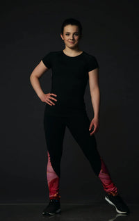 High Waist Black Legging - Marbled Coral