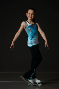 High Waist Black Legging With Mesh - Marbled Turquoise