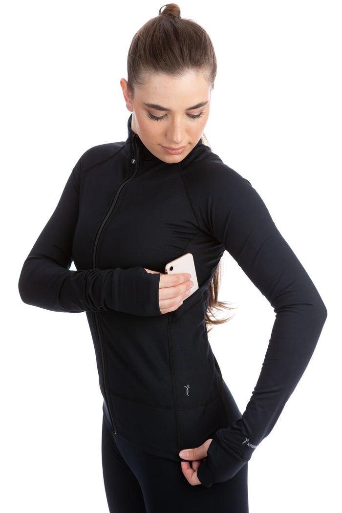 Black Tech Jacket with Thumb Slit