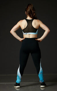 High Waist Black Legging - Marbled Turquoise