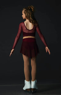 Burgundy Crop Top Dress with Mesh