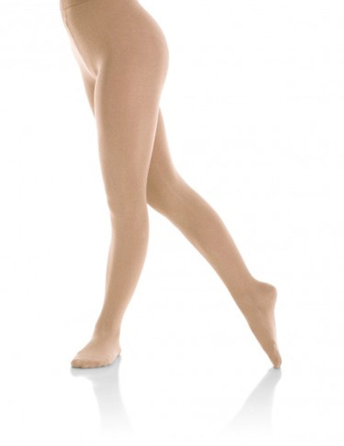 Footed Natural satiny figure skating tights