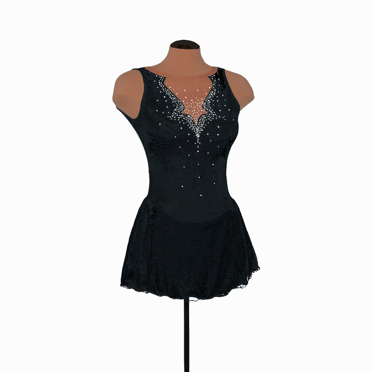 Fancy Cutwork Dress Rhinestoned: Black