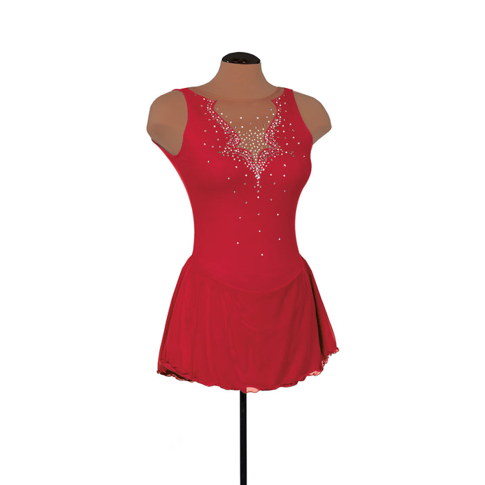 Fancy Cutwork Dress Rhinestoned: Red