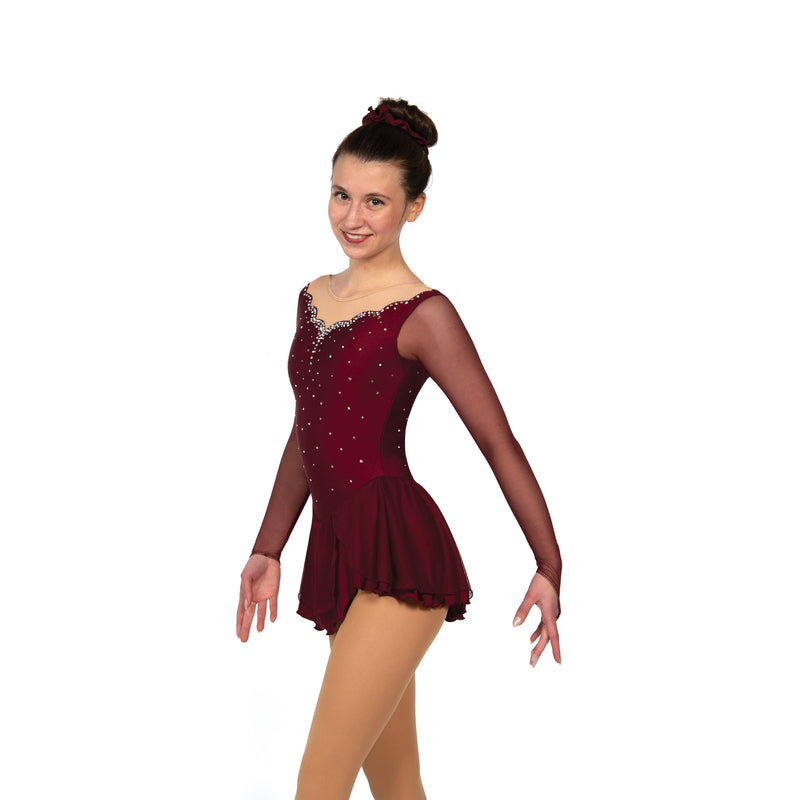 Scalloped Sweetheart Dress Crystalled: Bordeaux