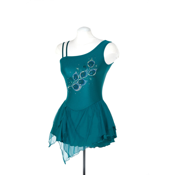 One Shoulder Dress Crystalled: Peacock