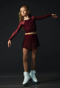 Burgundy Crop Top Dress with Mesh