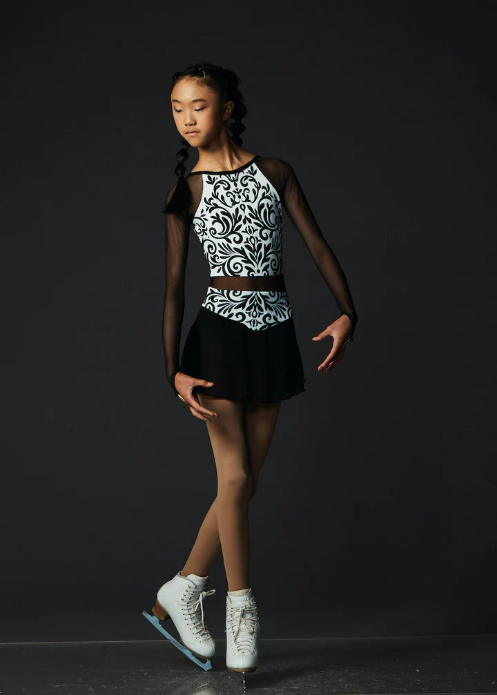 Printed Black and White Pattern Crop Top Dress - Ready to ship
